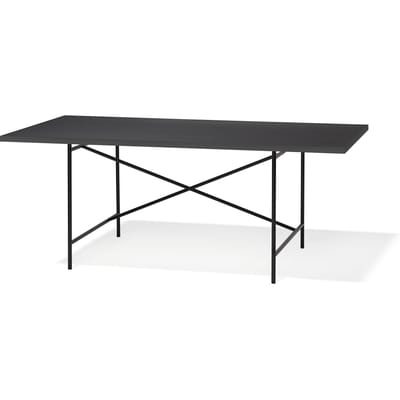 Richard Lampert Tafel Eiermann 1 - Linoleum nero 4023/ABS rand in bijpassende kleur - 110 x 66 cm - zwart - middelste stut - 140 x 80 cm