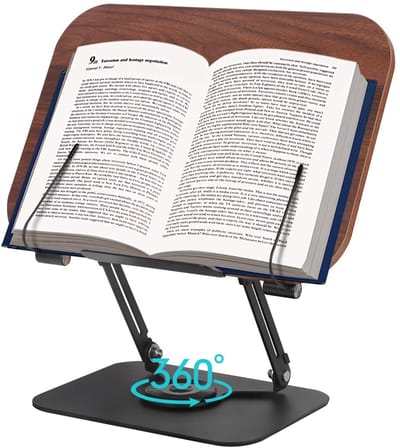 Geargalaxy Boekenstandaard - Verstelbare Boekenhouder - Leesstandaard - Documentstandaard - Boekhouder - 360° Roterende Basis - Bruin