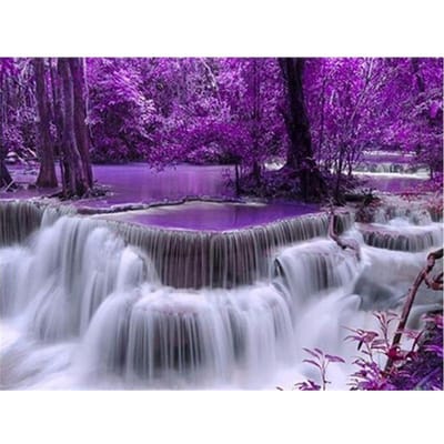 5D diamant schilderij landschap volledige ronde diamant borduurwerk waterval strass mozaïek 20X30CM blue