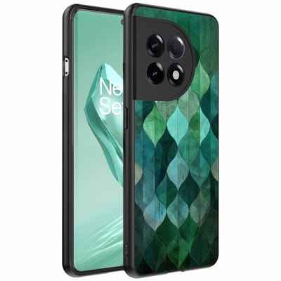 Geschikt voor OnePlus 12R Telefoonhoesje met Groene Bladeren Opdruk - TPU Backcover Case Green Leafs Design - Groen - Smartphonica geschikt voor OnePlus 12R