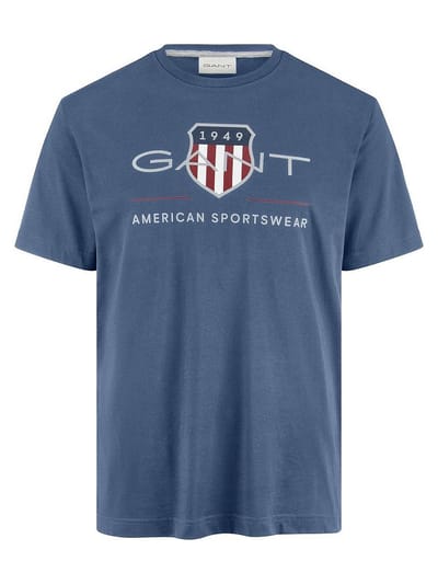 Shirt ronde hals 100% katoen Van GANT blauw