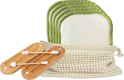 Make-Up Remover Pads Met Herbruikbaar Bamboe Wattenstaafje Set | 5 Stuks | Bamboe Biokatoen
