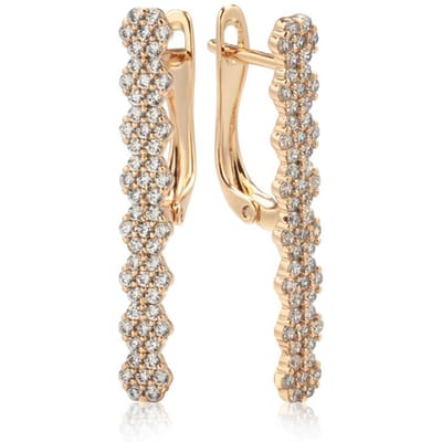 Boucles d'oreilles longues géométriques en zircon naturel pour femmes, mode, couleur or rose, pendantes, haute qualité, bijoux quotidiens beige