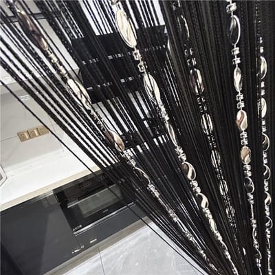 Vliegengordijn - Siergordijn - 100 x 200 cm - Kralen gordijn deur string gordijnen - Deurgordijn - Vliegengordijn - Zomer - Deurhor- Gordijnen met Glitters en Glanzende Kralen - Foyerverdelers / Kralensnoeren / Decoratieve schermen - Zwart