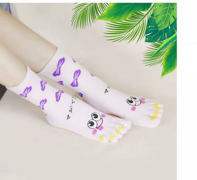 Dames Teensokken - teen sokken - toe socks - roze - paars - strikken - smile - 36 -40 - cadeau - sport - yoga - fitness - pilates - runner teen sokken - teenslipper sokken
