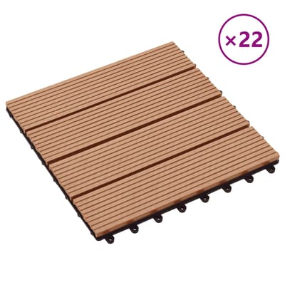 vidaXL - Terras - Tegel - 22 - st - Teakhout - 30 - x - 30 - cm - WPC