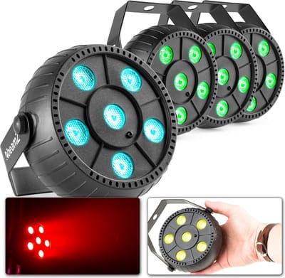 LED PAR - Fuzzix PLP10 - Set van 4 PAR spots met ingebouwde accu en 6 RGB LED's