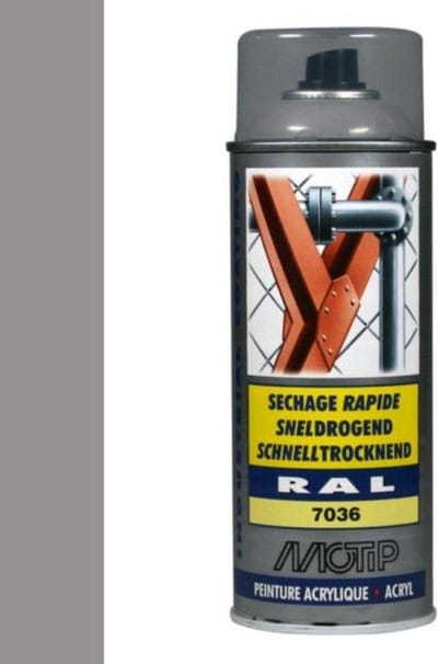 Motip industrial acryllak hoogglans RAL 7036 platina grijs - 400 ml