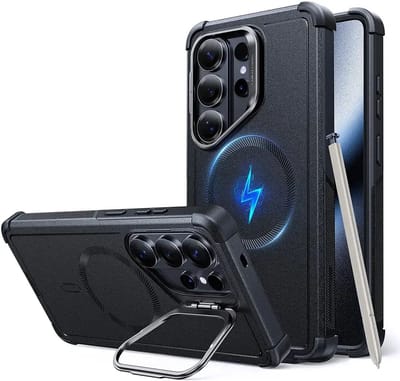 ESR Cyber Armor HaloLock Hoesje Geschikt voor Samsung Galaxy S26 Ultra - Compatibel met MagSafe / Qi2 - Back Cover met Standaard - Cameraregelaar Control Knop - Zwart