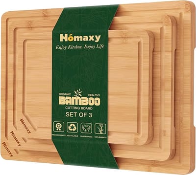 Homaxy Namture Snijplankenset met - Extra Dik - Premium Olie – Antislip – Snijplank Hout（30.5*20.5*1.8，38*25.5*1.8，44.5*30.5*1.8 cm）