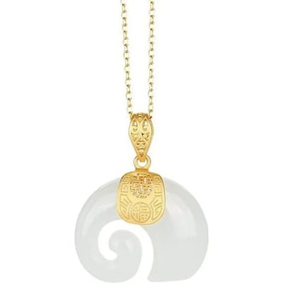 Boetiek Natuursteen Hetian Jade Olifant Hanger 18K Verguld Ketting Choker Sieraden voor Vrouwen Verjaardag Jubileum beige