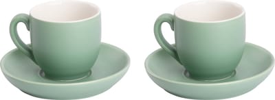 Palmer - Colors - Koffie kop en schotel - Mat - 2 stuks - 14 cl - Groen - Porselein - Koffiekopjes