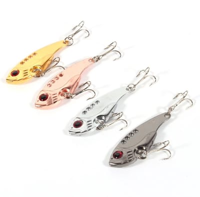 Dailygoods- Kunstaas 4 Stuks 11g 55mm - Metalen VIB - Spinnerblad - Zoetwater/Zoutwater - Roofvis - Levensechte kleuren - Vislures