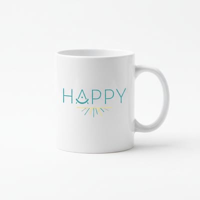 Happy Smile Mok – Minimalistisch Positief Tekst Design – Witte Keramische Koffiemok 330 ml