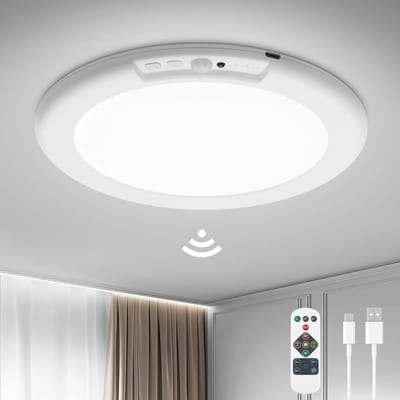 Oplaadbare LED Plafondlamp met Bewegingssensor - Draadloze Instelbare Verlichting voor Binnen en Buiten - IP44 Doucheverlichting met Afstandsbediening