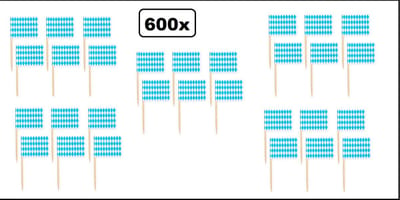 600x Cocktailprikker blauw/wit - Oktoberfest festival party bavaria fun winterfeest thema feest Bierfeest