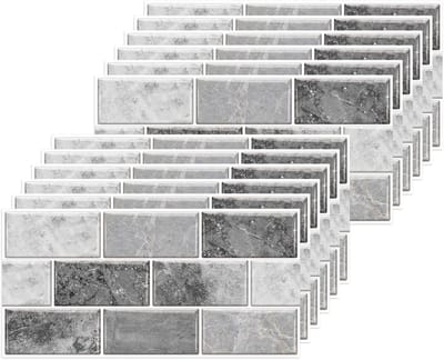 Dailygoody - Tegel Stickers - Decoratieve Wandstickers - PVC - Grijs - Muurdecoratie - Geschikt voor Keuken en Badkamer - 15 x 30 cm