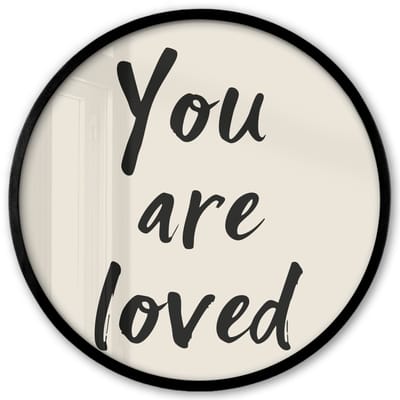 Poster in lijst Rond - Fotolijst 40x40 cm - Posters - Minimalistisch - Beige - Love - Ronde posterlijst zwart - Decoratie - Wanddecoratie woonkamer - Muurdecoratie slaapkamer