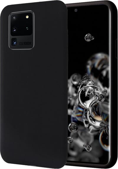 Hoesje geschikt voor Samsung Galaxy S20 Ultra - Matte Back Cover Microvezel Siliconen Case Hoes Zwart