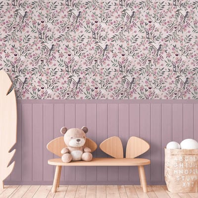 Fotobehang Profhome 770741-GU vliesbehang glad met kinder patroon mat roze pastelviolet groen grijs 1,59 m x 2,8 m