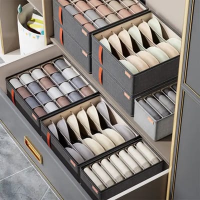 Without Lemon - Set van 3 - Ondergoed, BH's en Sokken Organizer - Opberger - Verdeler - Lade - 32x16x11 CM/32x32x11 CM - Licht Grijs