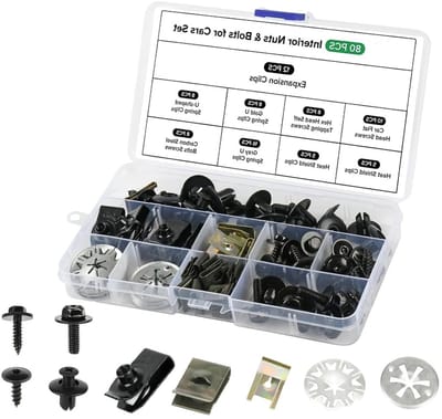Plaatmoeren en schroefmoerclipset van 80 stuks, metalen U-type bevestigingsclips voor auto-reparatie en carrosseriebevestiging