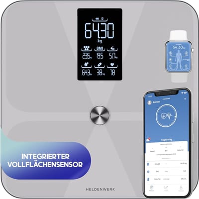 Heldenwerk Weegschaal - Digitaal - 180KG - Bluetooth - Grijs