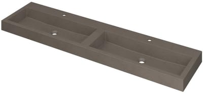 INK Momento Wastafel Quartz Dubbel met 2 Kraangaten - 1800x450x90 mm - Quartz Beton
