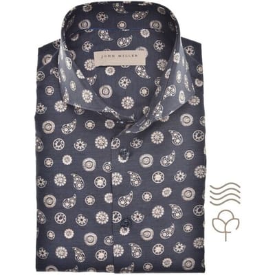 John Miller Overhemd Fantasy Pattern Cotton Easy-Care Navy / male