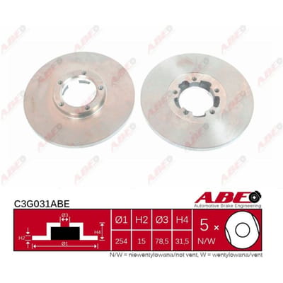 Remschijf ABE C3G031 voorkant, compleet, 1 Stuk