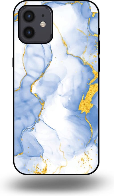 Smartphonica Telefoonhoesje Geschikt voor iPhone 12/12 Pro met Lichtblauw Goud Marmer Opdruk - TPU Backcover Case Lightblue Gold Marble Design geschikt voor iPhone 12;iPhone 12 Pro