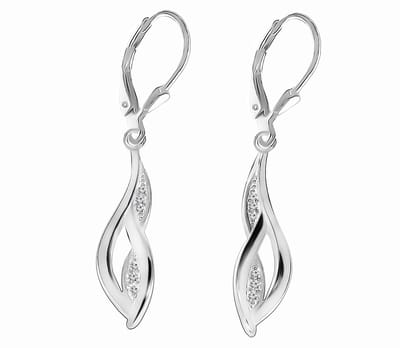 Juwelier Zwartevalk - Zilveren (gerhodineerd) hang oorbellen met zirkonia - 22.252