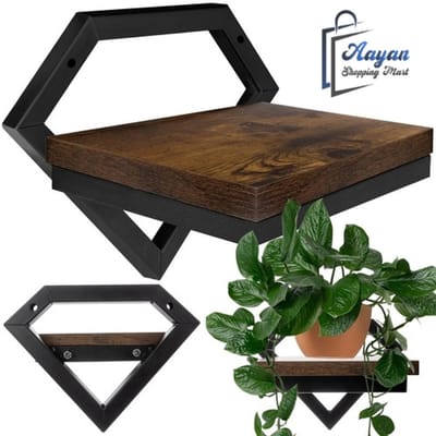 Loft Wandplank Bloemenrek – Metaal MDF Industrieel – wandplank hout – wandplank zwart – 52133