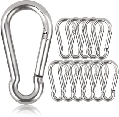 Unyqoos® Stevige Verzinkte Karabijnhaken Set van 6 voor Diverse Outdoor Activiteiten en Bevestigingen