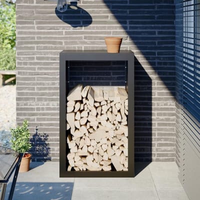 Brandhoutrek - Houthouder Opslag - Haardhout Opslaan - Stalen Constructie - 60 x 40 x 100 cm - Zwart