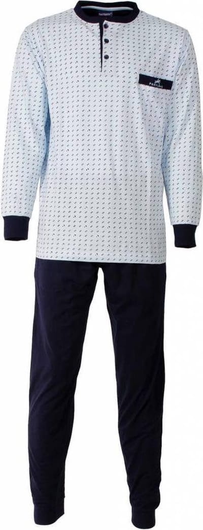 Paul Hopkins Heren Pyjama - Katoen - Polo Sluiting - Licht Blauw - Maat S