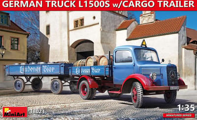 MiniArt Mercedes Truck L1500S met aanhanger - Gedetailleerd modelbouwpakket