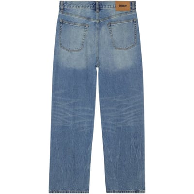 Obey Classic baggy vintage denim broek jeans met breed been - zwaar vintage licht