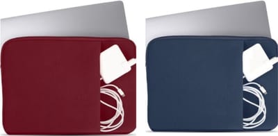Coverzs Laptophoezen 14 inch & 15 6 inch Bordeaux + Donkerblauw - set van 2 Burgundy Laptoptas dames / heren geschikt voor o.a. 15 6 inch laptop en 14 Inch laptop - geschikt voor macbook hoes met ritssluiting - waterafstotende hoes