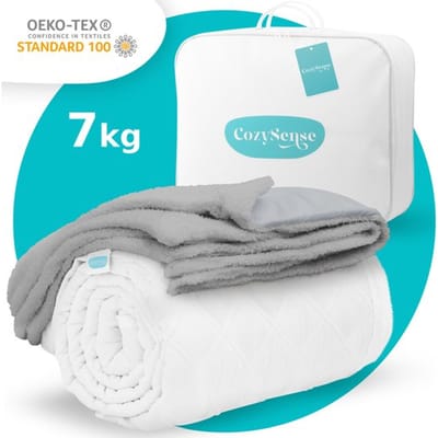 CozySense® Verzwaringsdeken 7 kg - Weighted Blanket - Zwaartedeken met GLASS-Flow® Drukverdeling - Inclusief Wasbare Hoes - 140x200 cm - Grijs