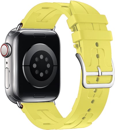 Stravo Modieus siliconen horlogebandje – Geschikt voor Apple Watch 42mm(Series 11/10) 41mm 40mm 38mm – Sportief bandje voor Apple Watch SE 1 2 3 / Series 11 10 9 8 7 6 5 4 3 2 1 – Rugged Apple Watch bandje – Geel