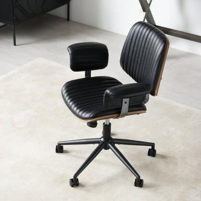 Ergonomische bureaustoel - zwarte PU leren computerstoel - kantoorstoel - 73x59x87cm - 360 graden draaibaar - thuiskantoor Zwart