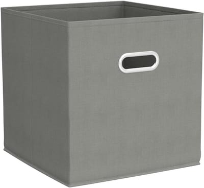 Famanu – grijs opbergdoos - set van 2 - rekmand zonder deksel - met handvat - opvouwbaar - stoffen doos vierkant - 30 cm - polyester - karton - 30 x 30 x 30 cm - 2