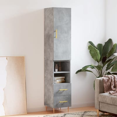 vidaXL - Hoge - kast - 34,5x34x180 - cm - bewerkt - hout - betongrijs