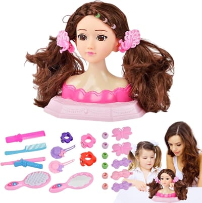 Poppenhoofd Make-up - Kappershoofd Kinderen - Oefenen Kapsels - Duurzaam ABS Materiaal - 26 x 19 cm