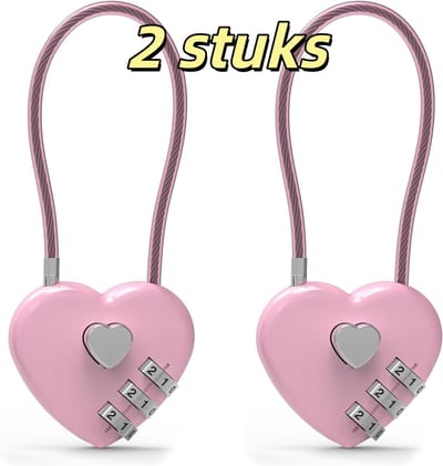 2-delig combinatieslot - slot - cijferslot - hangslot - gecodeerd kabelslot - roze hangslot - zinklegering