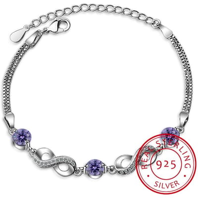 Authentieke 925 Sterling Zilver Eindeloze Liefde Infinity Chain Link Verstelbare Vrouwen Armband Luxe Zilveren Sieraden SCB037 white