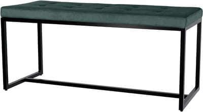 Zitbank Fluweel - Bankje Bank - Entree Meubilair - Gepoedercoat IJzeren Frame - 100 x 40 cm - Groen