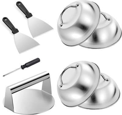 Hamburger Press Kit met Hamburger-smasher en Kaassmeltkoepel - BBQ accessoires kit voor Hamburger