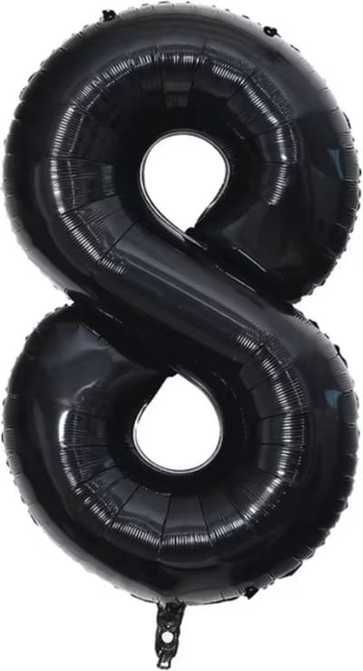 New Age Devi - Folie Ballon - Cijfer 8 - Zwart - 101cm